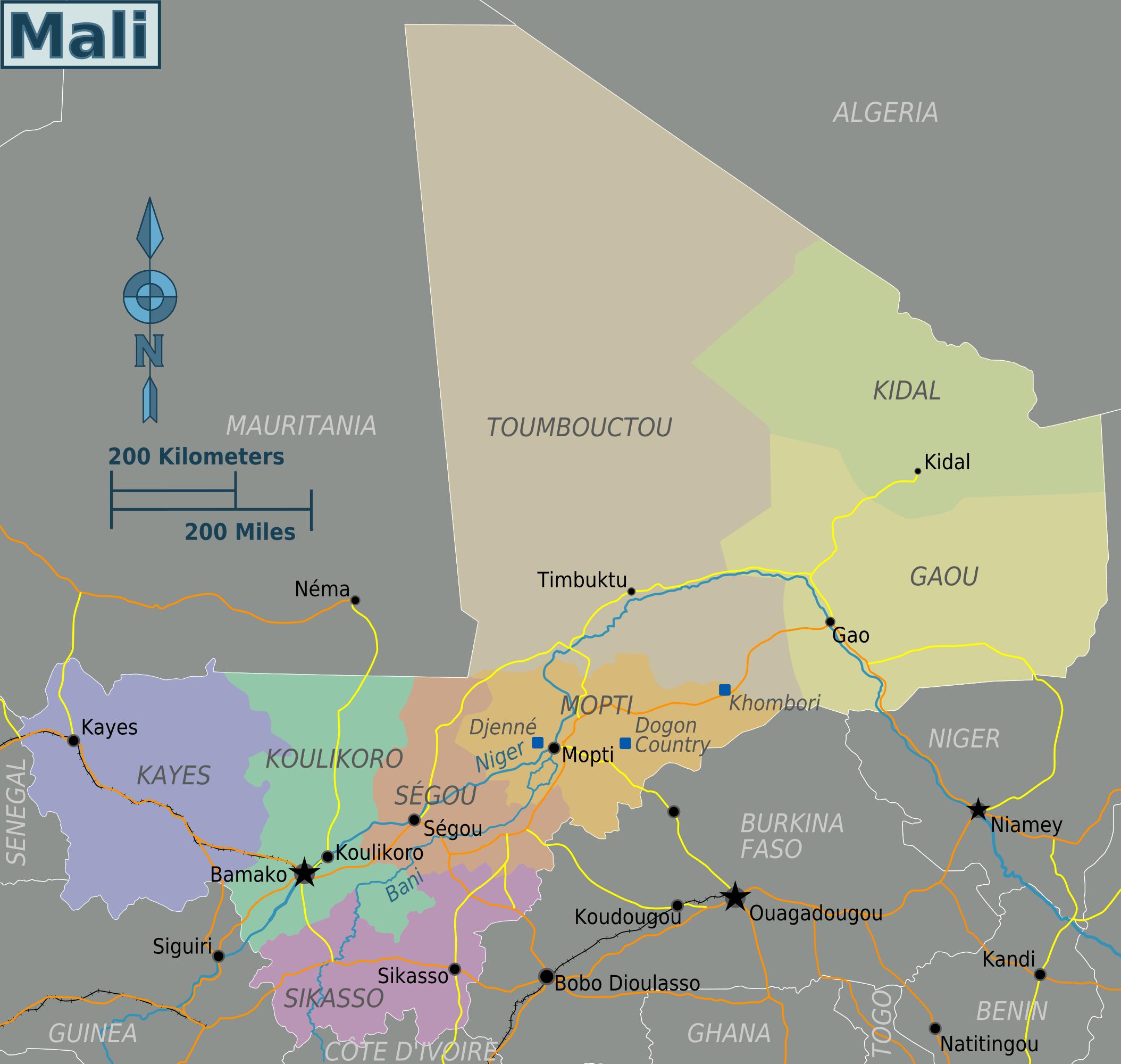 kart over mali Fysisk Kart Over Mali Mali Geografi Kart Vest Afrika Afrika kart over mali