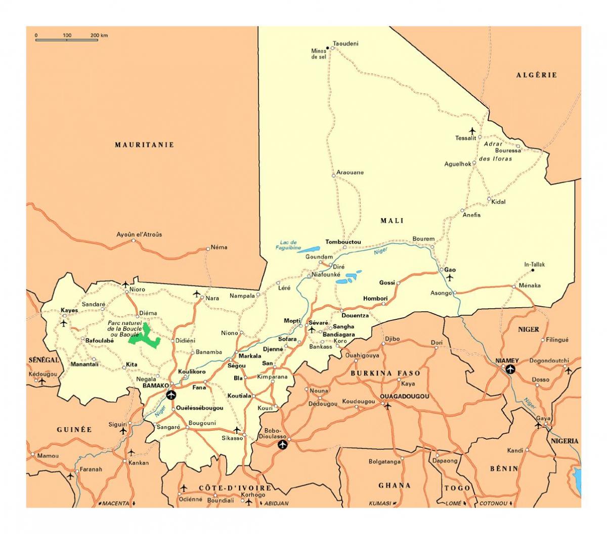 Kart over Mali byer