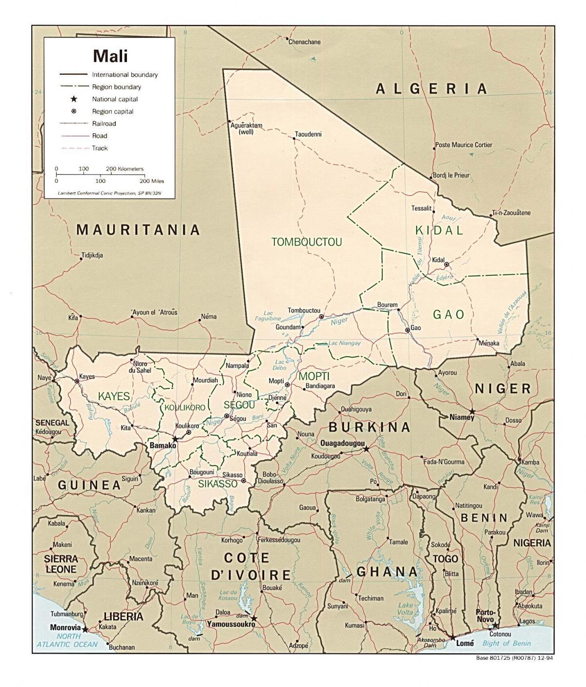 Kart over Mali land
