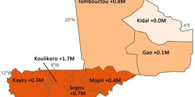 Kart over Mali befolkning